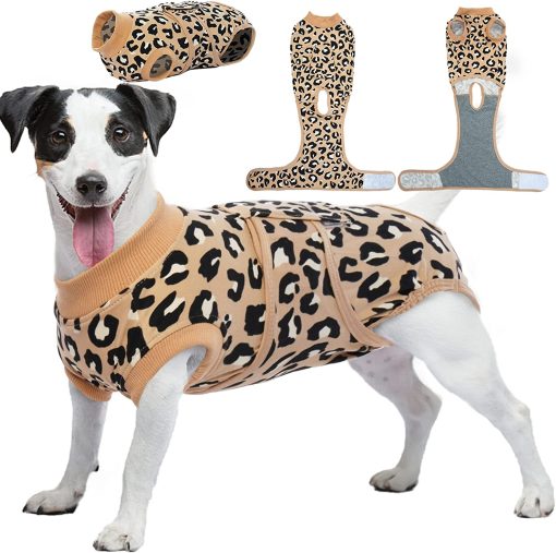 Pet Leopard Printed Surgical Recovery Suit for Dogs Cats