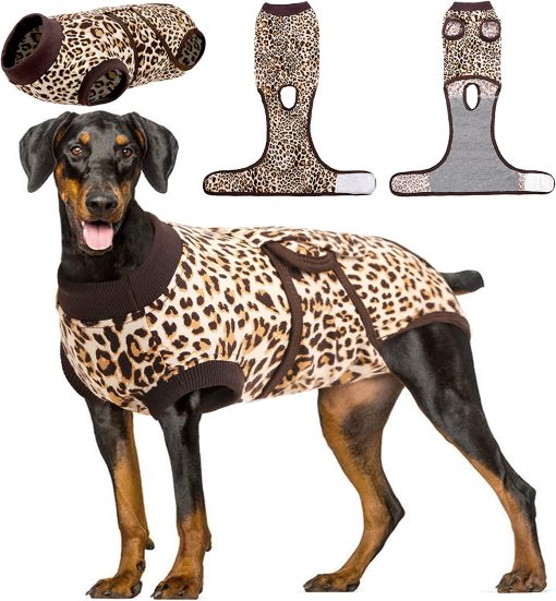 Recovery Suit for Dogs & Cats After Surgery Leopard Printed Dog Recovery Onesie