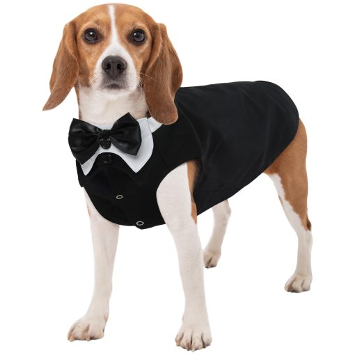 Dog Tuxedo, 2 Pack Dog Suit and Bandana Set Formal Dog Tux Pet Wedding Outfit